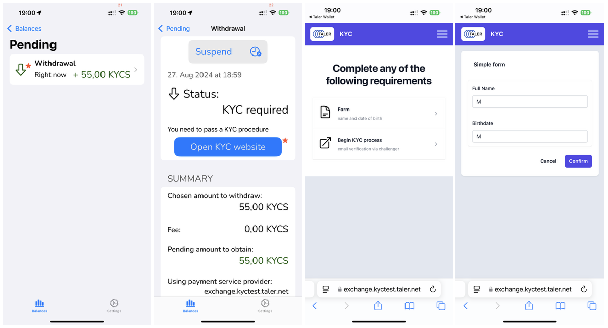 iOS screenshots of second KYC procedure